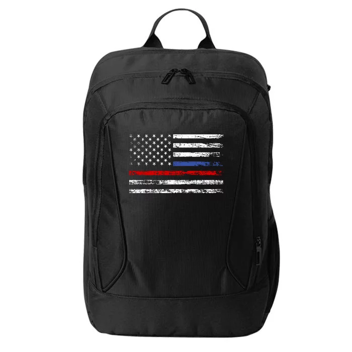 AnAmericanFlagWithPoliceAndFirefighterStripesDesign City Backpack