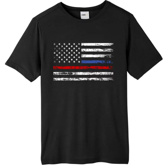 AnAmericanFlagWithPoliceAndFirefighterStripesDesign ChromaSoft Performance T-Shirt