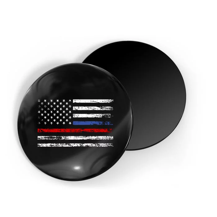 AnAmericanFlagWithPoliceAndFirefighterStripesDesign Magnet