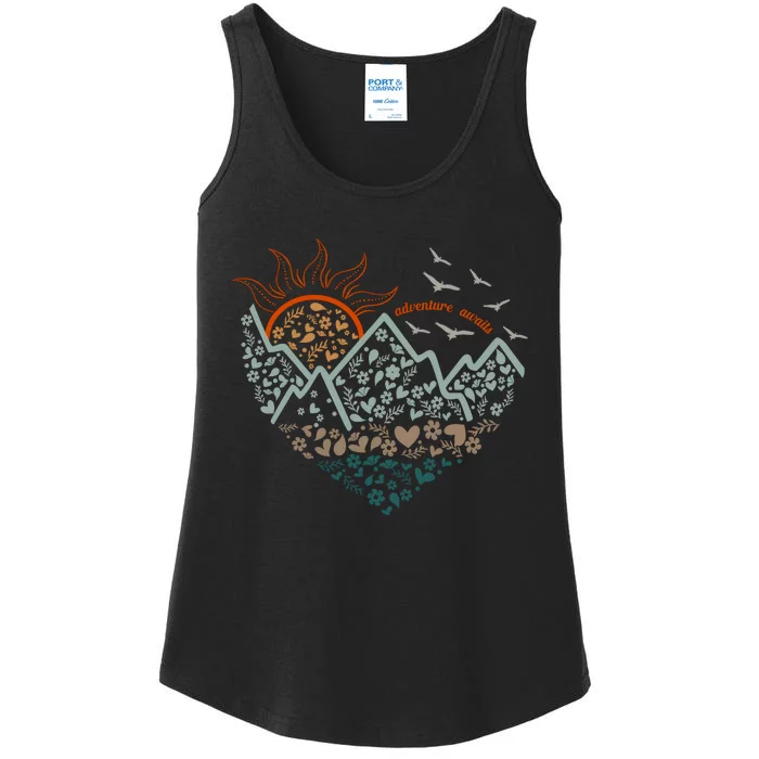 Adventure Awaits Nature Camp Lover Wanderlust Explore More Ladies Essential Tank