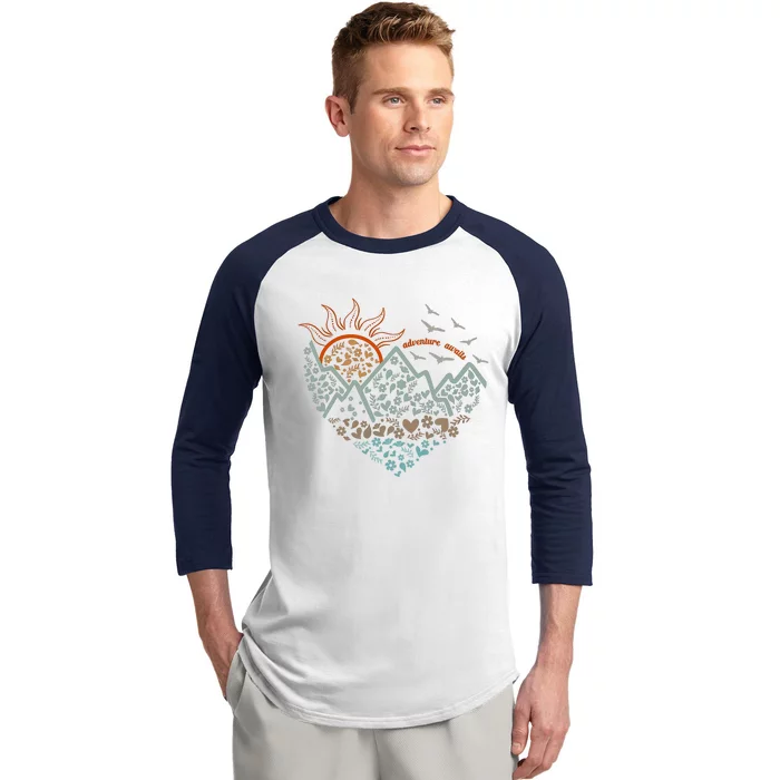 Adventure Awaits Nature Camp Lover Wanderlust Explore More Baseball Sleeve Shirt