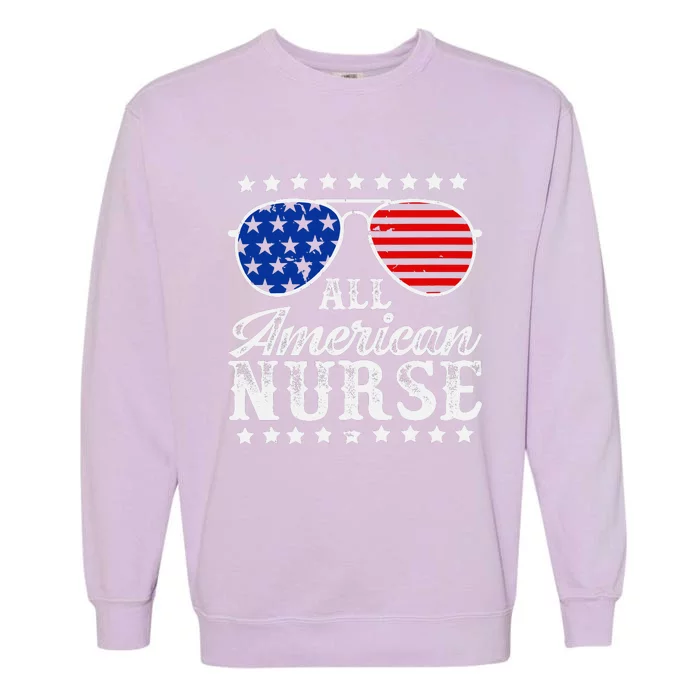 All American Nurse 4th Of July  Sunglasses Family Matching Garment-Dyed Sweatshirt