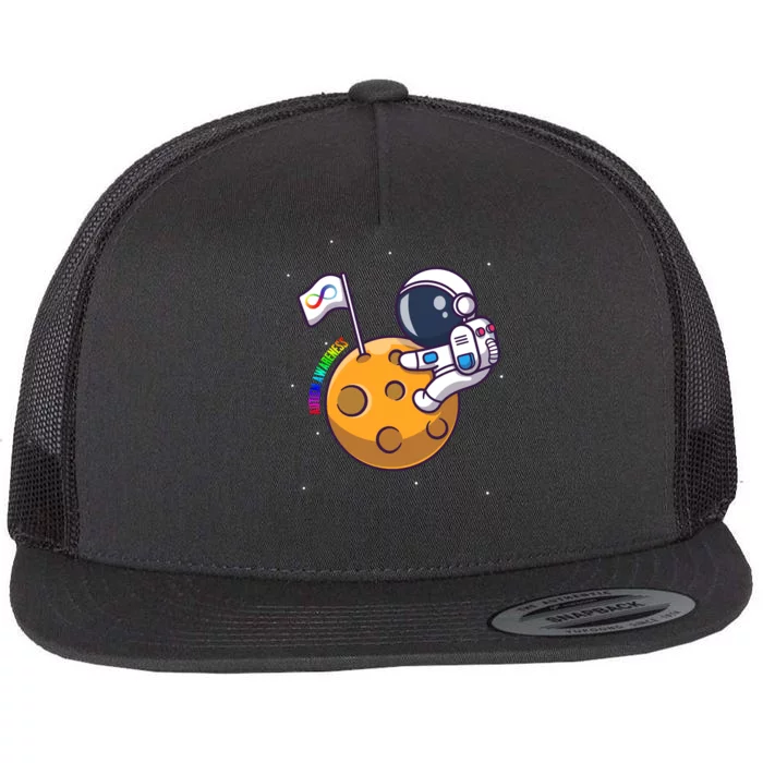 Autism Awareness Neurodiversity Astronaut Flat Bill Trucker Hat