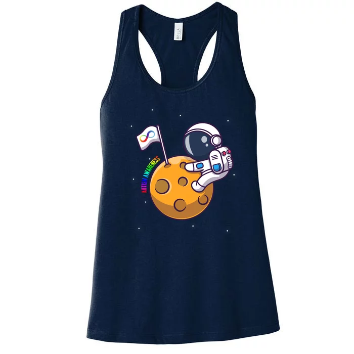 Autism Awareness Neurodiversity Astronaut Women's Racerback Tank