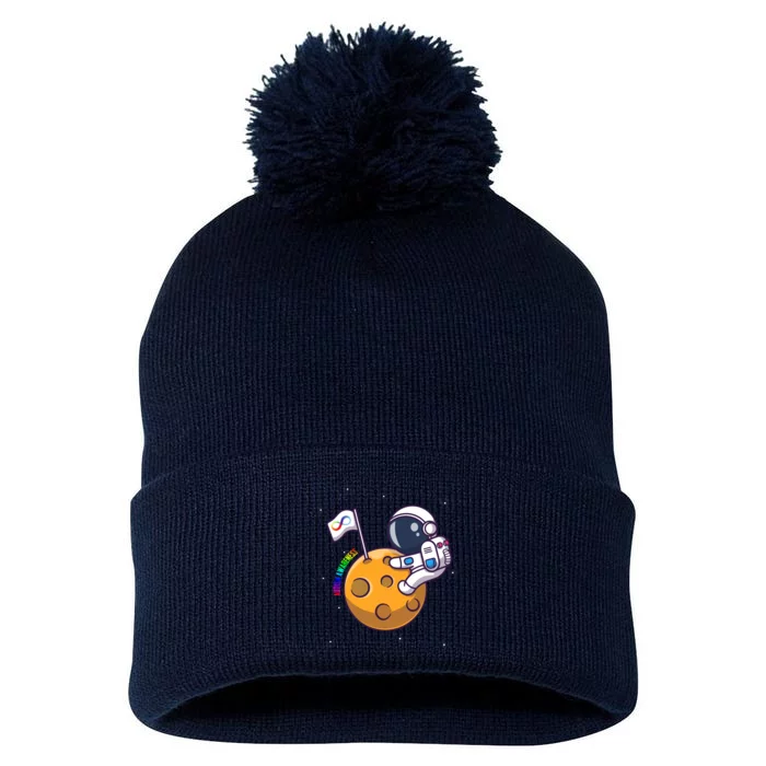 Autism Awareness Neurodiversity Astronaut Pom Pom 12in Knit Beanie