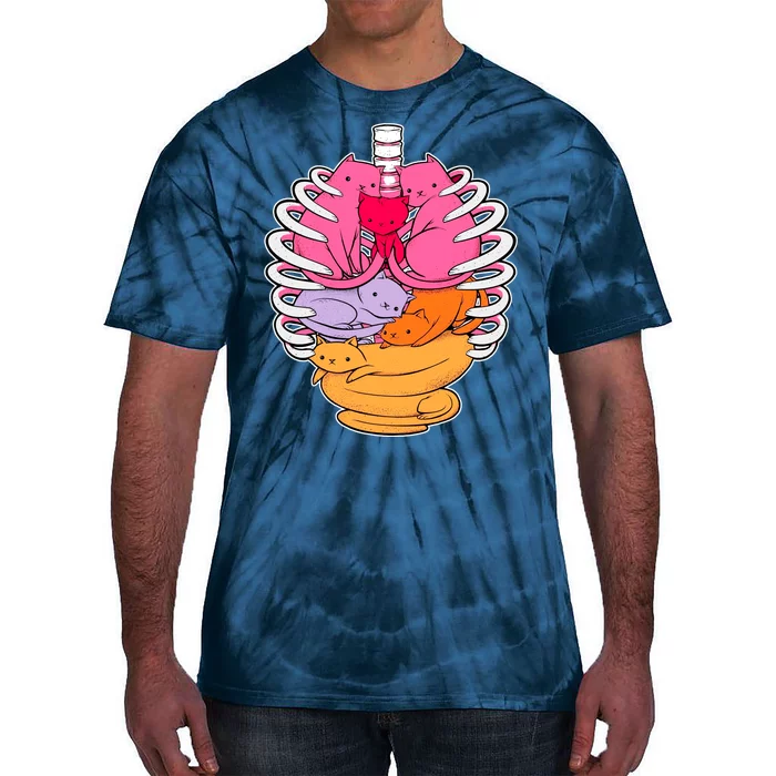 Aanatomicat Cat Chest Skeleton Tie-Dye T-Shirt