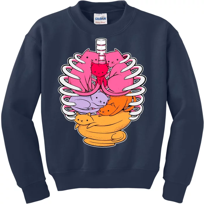 Aanatomicat Cat Chest Skeleton Kids Sweatshirt