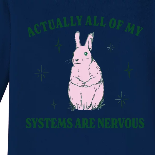 Actually All Of My Systems Are Nervous Funny Mental Health Baby Long Sleeve Bodysuit