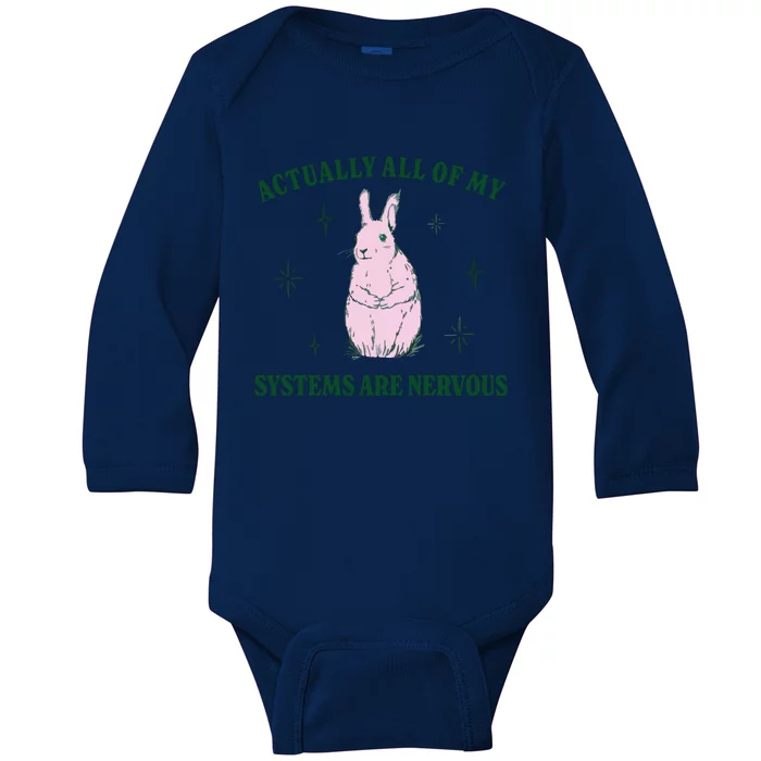 Actually All Of My Systems Are Nervous Funny Mental Health Baby Long Sleeve Bodysuit