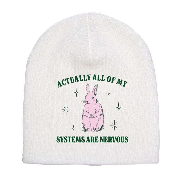 Actually All Of My Systems Are Nervous Funny Mental Health Short Acrylic Beanie