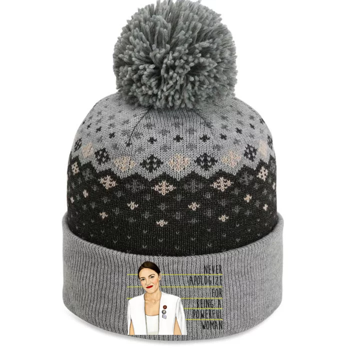 AOC Alexandria Ocasio Cortez Powerful Woman Quote The Baniff Cuffed Pom Beanie