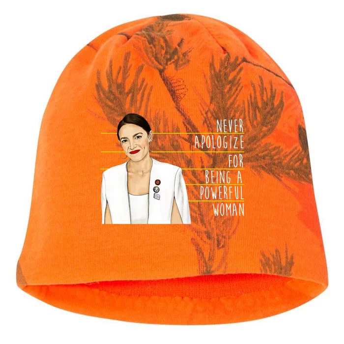 AOC Alexandria Ocasio Cortez Powerful Woman Quote Kati - Camo Knit Beanie