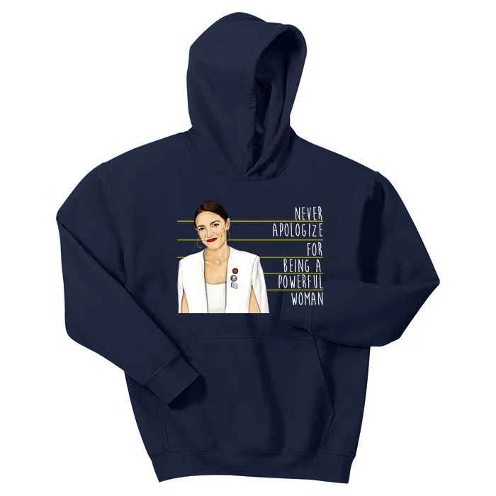 AOC Alexandria Ocasio Cortez Powerful Woman Quote Kids Hoodie