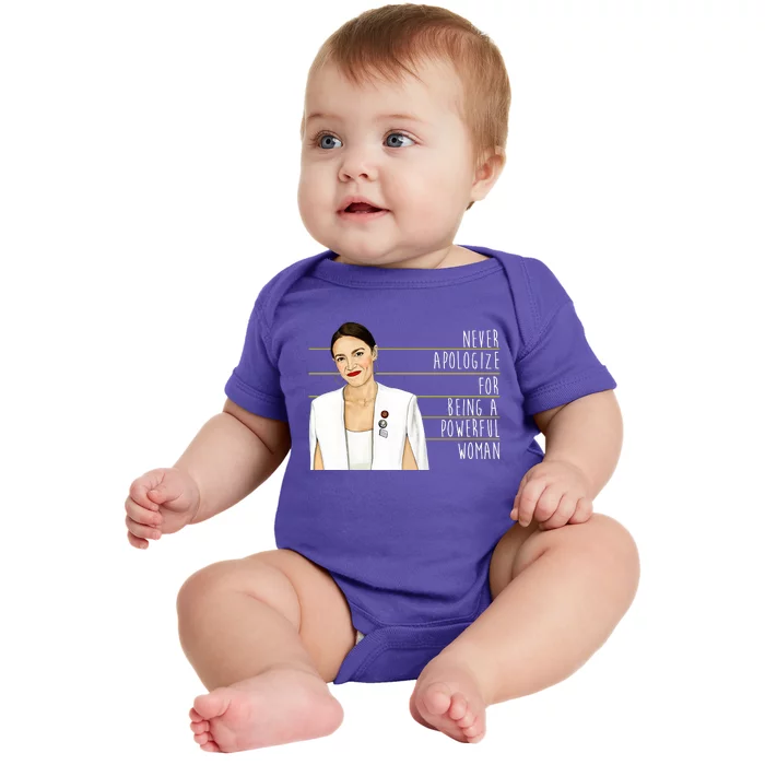 AOC Alexandria Ocasio Cortez Powerful Woman Quote Baby Bodysuit