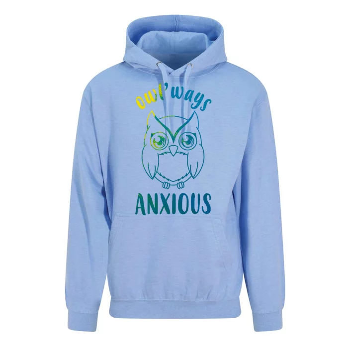 Always Anxious Owl Funny Unisex Surf Hoodie