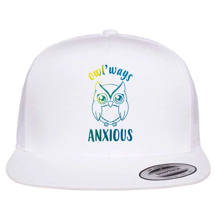 Always Anxious Owl Funny Flat Bill Trucker Hat