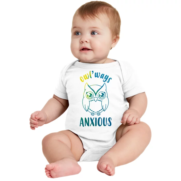 Always Anxious Owl Funny Baby Bodysuit