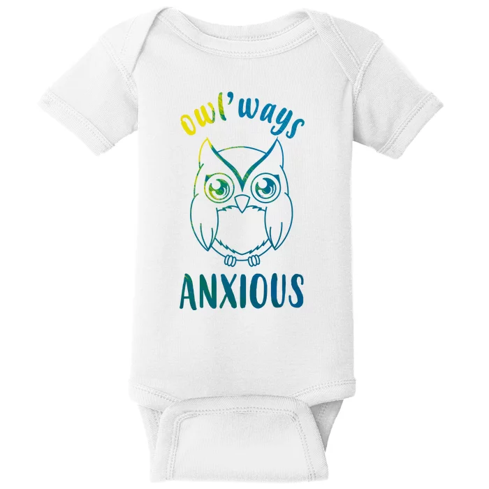 Always Anxious Owl Funny Baby Bodysuit