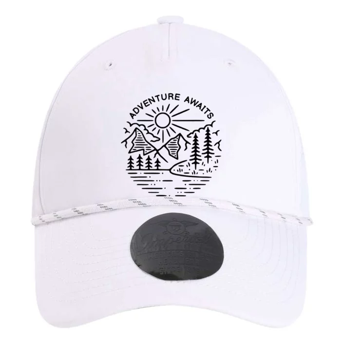 Adventure Awaits Outdoors Apparel Camping Mountains Lake Performance The Dyno Cap