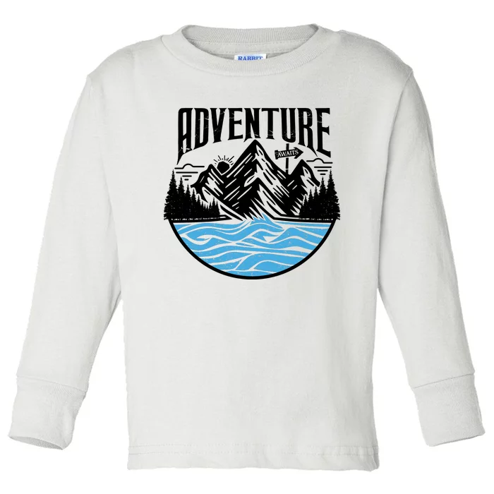 Adventure Awaits Outdoor Graphic Toddler Long Sleeve Shirt