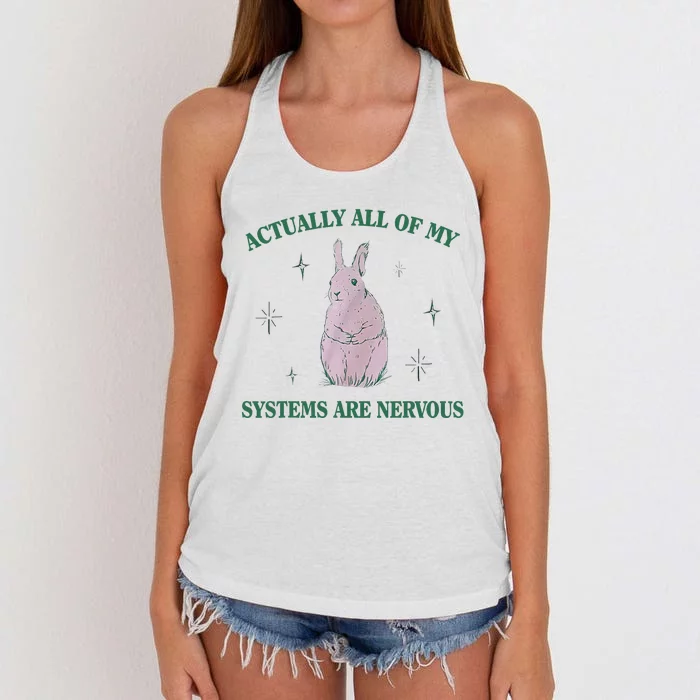 Actually All Of My Systems Are Nervous Bunny Rabbit Women's Knotted Racerback Tank