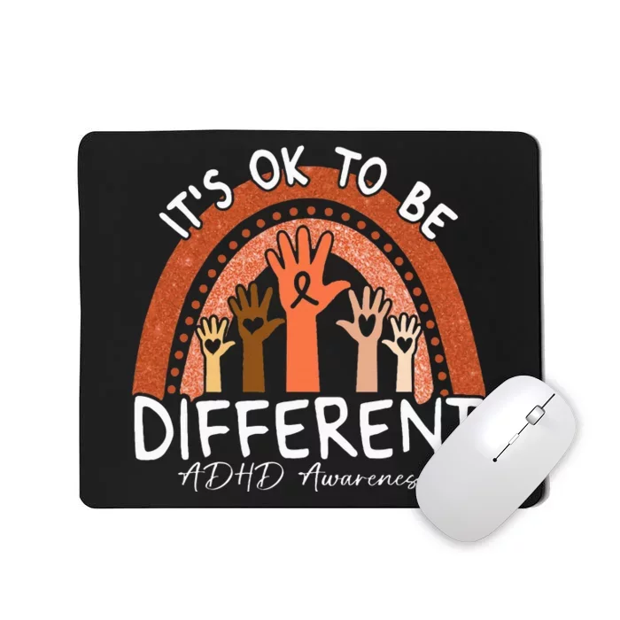 Adhd Awareness Orange Rainbow Hands Mousepad