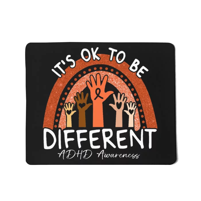 Adhd Awareness Orange Rainbow Hands Mousepad