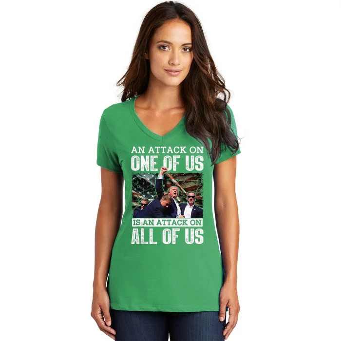 An Attack On One Of Us Is An Attack On All Of Us Flag Women's V-Neck T-Shirt