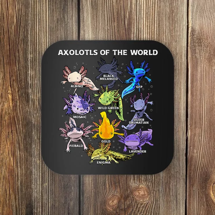 Axolotl Animals Of The World Kawaii Salamander Herpetology Coaster