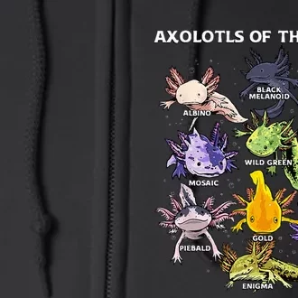 Axolotl Animals Of The World Kawaii Salamander Herpetology Full Zip Hoodie