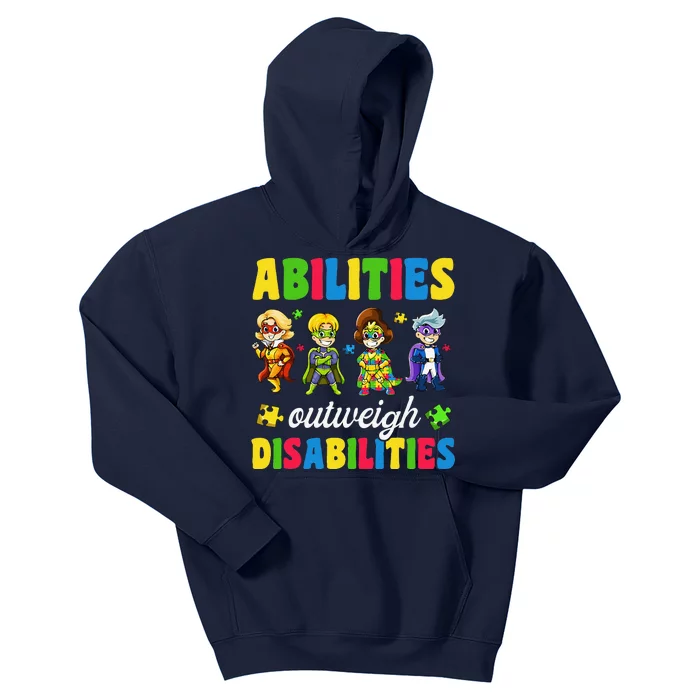 Autisms, Abilities Outweigh Disabilities Kids Hoodie