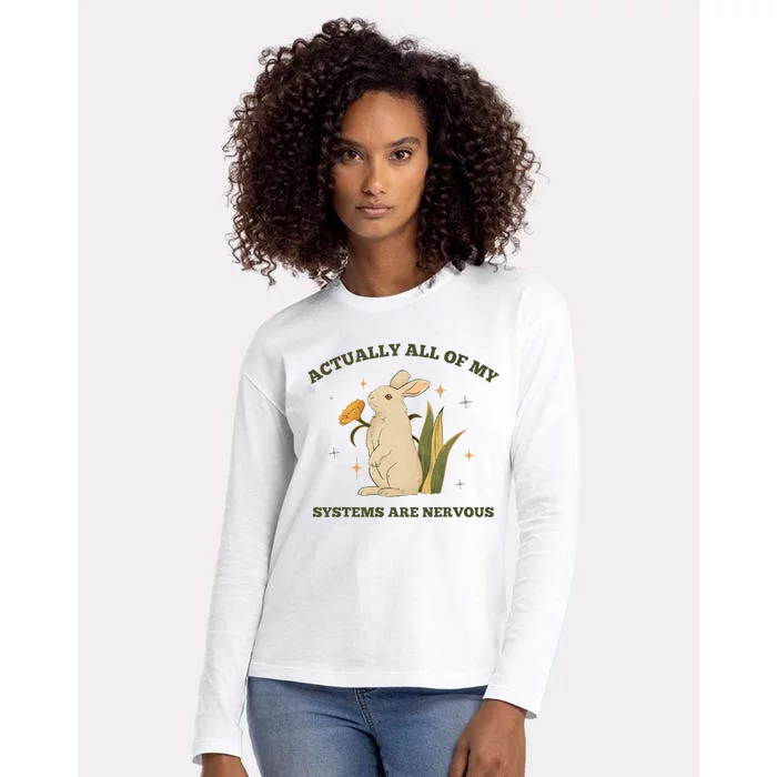 Actually All Of My Systems Are Nervous Womens Cotton Relaxed Long Sleeve T-Shirt