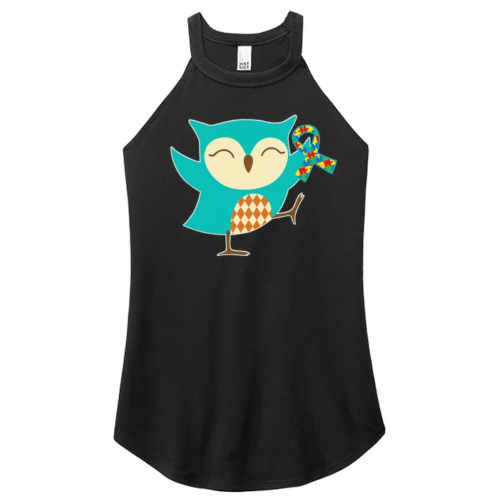 Autism Awareness Owl Puzzle Ribbon Walk Tee Women’s Perfect Tri Rocker Tank