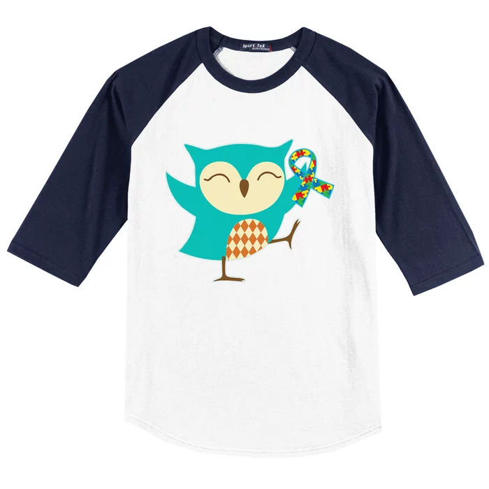 Autism Awareness Owl Puzzle Ribbon Walk Tee Baseball Sleeve Shirt