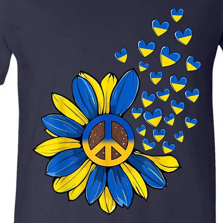 Autism Awareness Peace Sunflower V-Neck T-Shirt