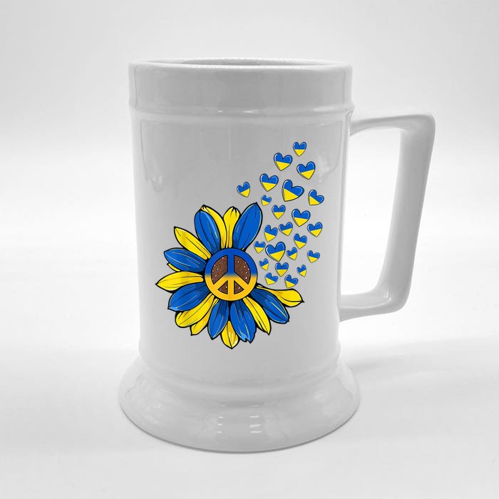 Autism Awareness Peace Sunflower Front & Back Beer Stein