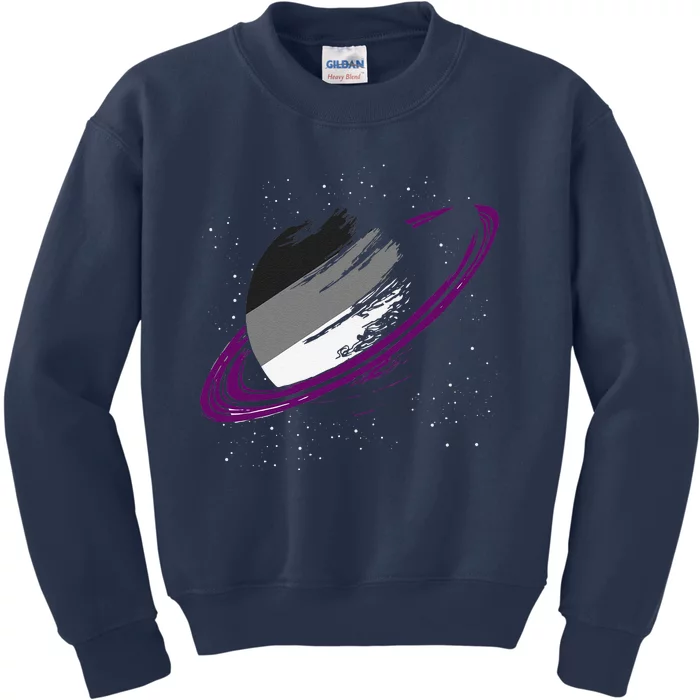 Asexual Ace Pride Month Saturn Queer Lgbtq Asexual Kids Sweatshirt