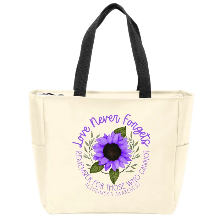 Alzheimer Awareness Purple Sunflower Zip Tote Bag