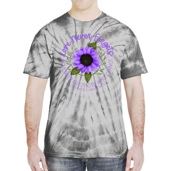 Alzheimer Awareness Purple Sunflower Tie-Dye T-Shirt