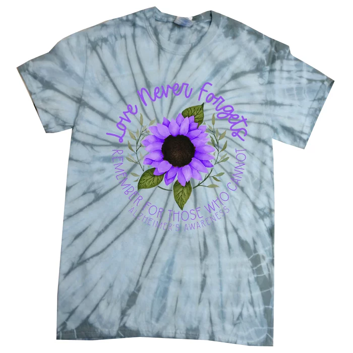 Alzheimer Awareness Purple Sunflower Tie-Dye T-Shirt