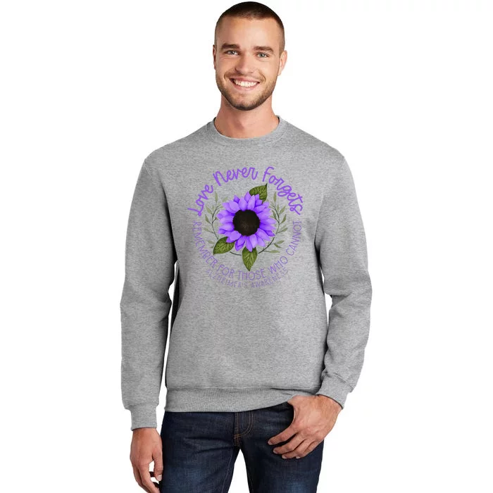 Alzheimer Awareness Purple Sunflower Tall Sweatshirt