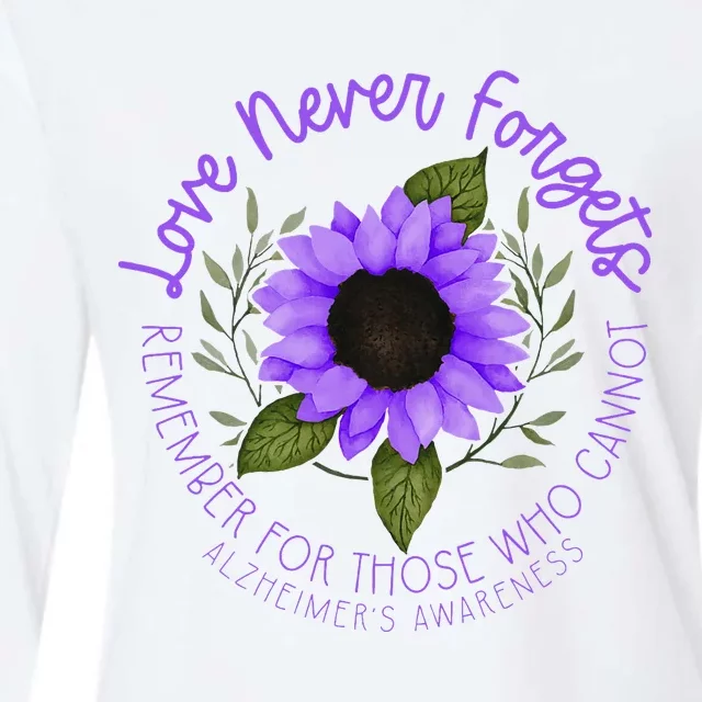 Alzheimer Awareness Purple Sunflower Womens Cotton Relaxed Long Sleeve T-Shirt