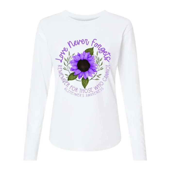 Alzheimer Awareness Purple Sunflower Womens Cotton Relaxed Long Sleeve T-Shirt