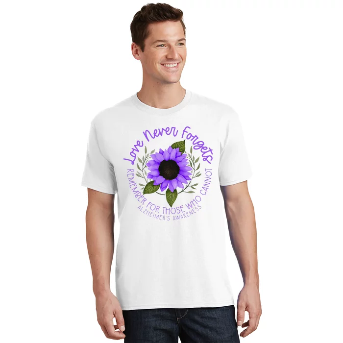 Alzheimer Awareness Purple Sunflower T-Shirt