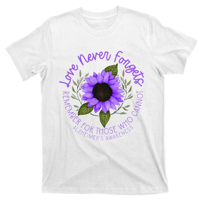 Alzheimer Awareness Purple Sunflower T-Shirt