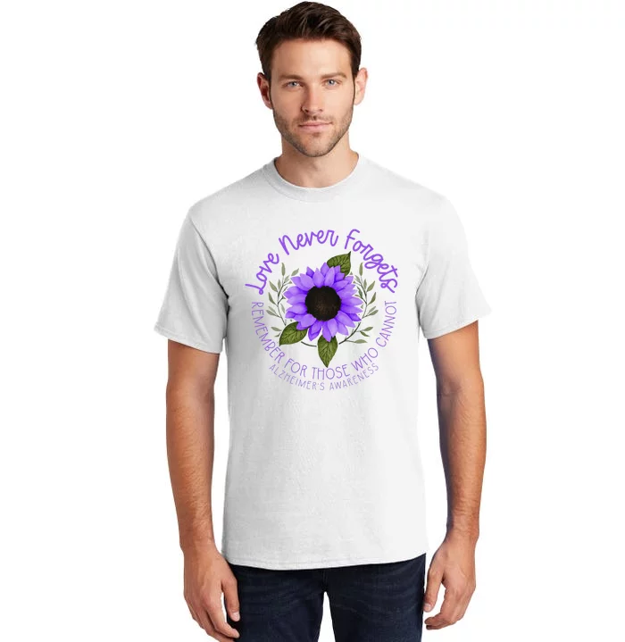 Alzheimer Awareness Purple Sunflower Tall T-Shirt