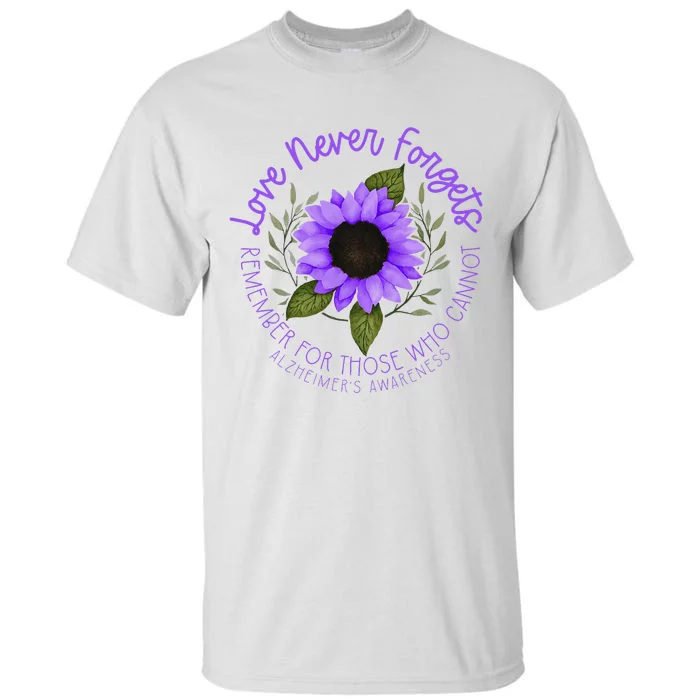 Alzheimer Awareness Purple Sunflower Tall T-Shirt