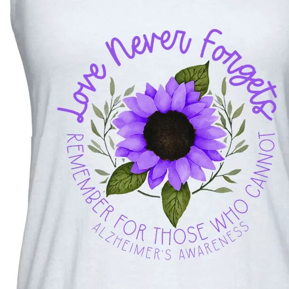 Alzheimer Awareness Purple Sunflower Ladies Essential Flowy Tank