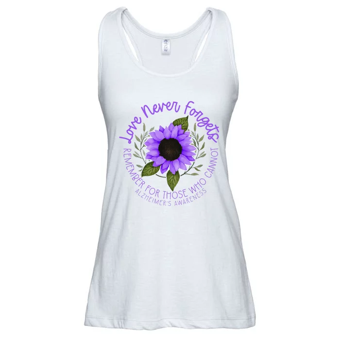 Alzheimer Awareness Purple Sunflower Ladies Essential Flowy Tank