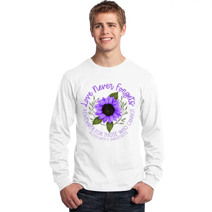 Alzheimer Awareness Purple Sunflower Tall Long Sleeve T-Shirt